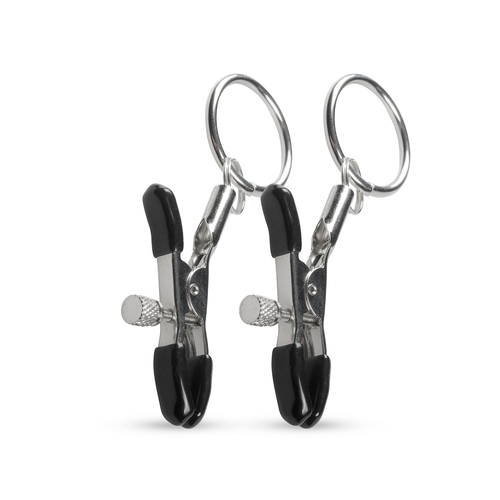 מצבטי פטמות מתכווננים עם טבעת Easy Toys - Metal Nipple Clamps With Ring