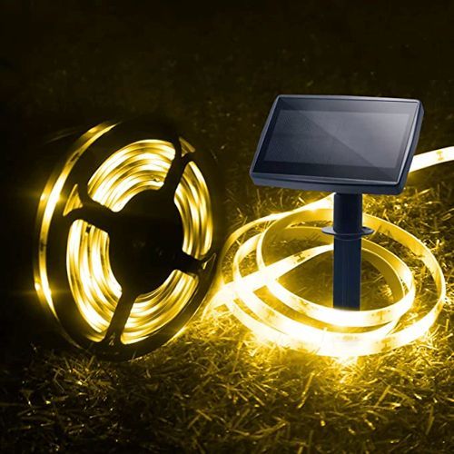 פס לד סולארי מוגן מים 5 מ' לבן חם עם חיבור USB ושלט אלחוטי