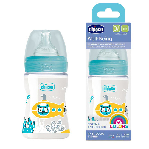 בקבוק האכלה לתינוק Well-Being ‏150 מ״ל כחול Chicco