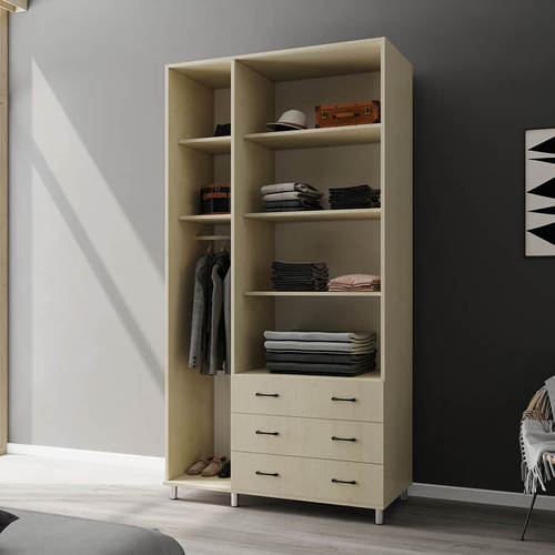 ארון בגדים 3 דלתות 3 מגירות דגם נופר 120X240