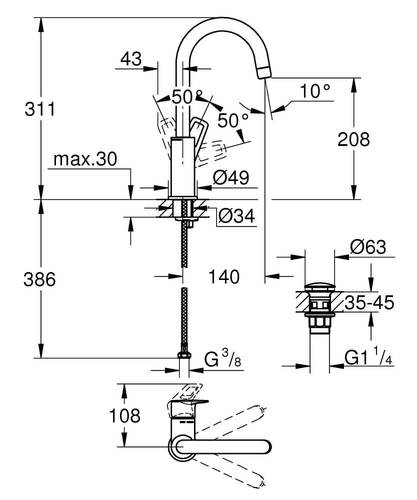 שרטוט 23891001 BAU LOOP GROHE