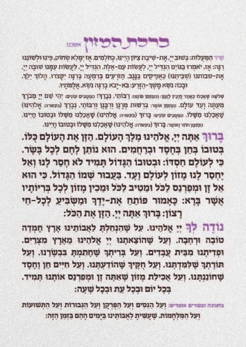 ברכת המזון גדול בשני נוסחים עם למינציה על כל הדפים