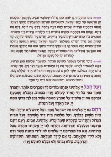 ברכת המזון גדול בשני נוסחים עם למינציה על כל הדפים
