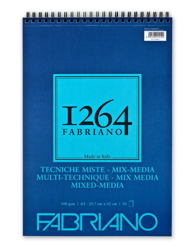 בלוק נייר מיקס מדיה FABRIANO A3 (300 גר