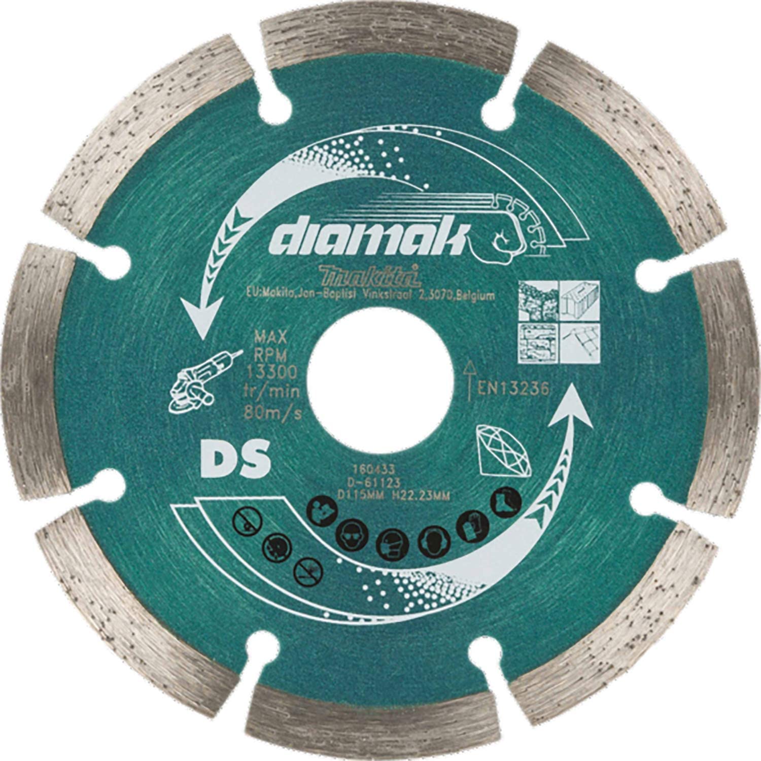 דיסק יהלום למשחזת 4.5 לחיתוך אבן ובטון MAKITA D-61123