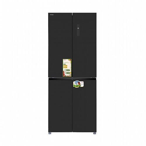 מקרר 4 דלתות מקפיא תחתון 450 ליטר aiwa japan NF 5500 דגם AI-430WEXG-BG זכוכית שחורה