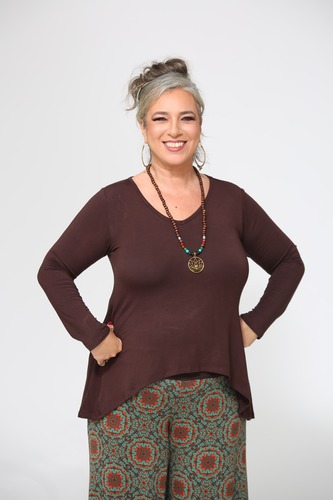 טוניקה חופש בצבעים חלקים plus size