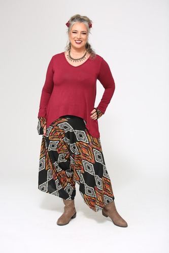 טוניקה חופש בצבעים חלקים plus size
