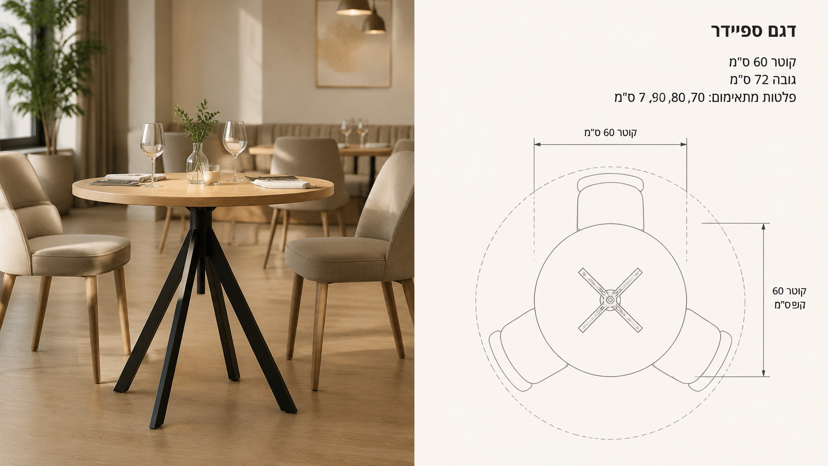 רגל מברזל לשולחן מסעדות - דגם SPIDER