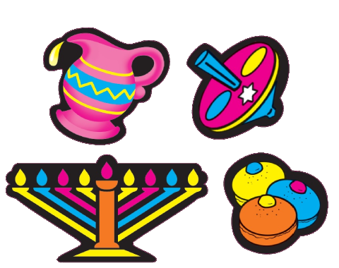 חיתוכי קרטון זוהרים - סמלי חנוכה - 216 יח'