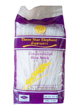 three star elephant - אטריות אורז 400 גרם 2 מ