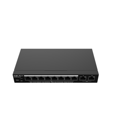 מתג 10 יציאות PoE ביצועי תפוקה 600Mbps עד 200 משתמשים במקביל Ruijie Networks | RG-ES210GC-LP