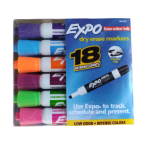 סט טושים מחיקים ללוח EXPO ראש שטוח - 18 טושים