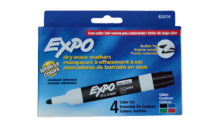 סט טושים מחיקים ללוח EXPO ראש עגול - 4 צבעים