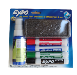 סט 4 טושים מחיקים + ספוג + ספריי ניקוי ללוח EXPO