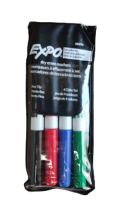 סט טושים מחיקים דקים ללוח בנרתיק 4 צבעים EXPO