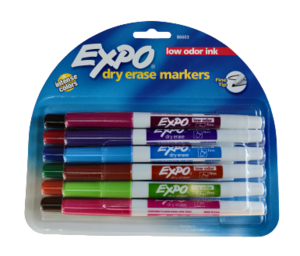 סט טושים מחיקים דקים ללוח 12 צבעים EXPO