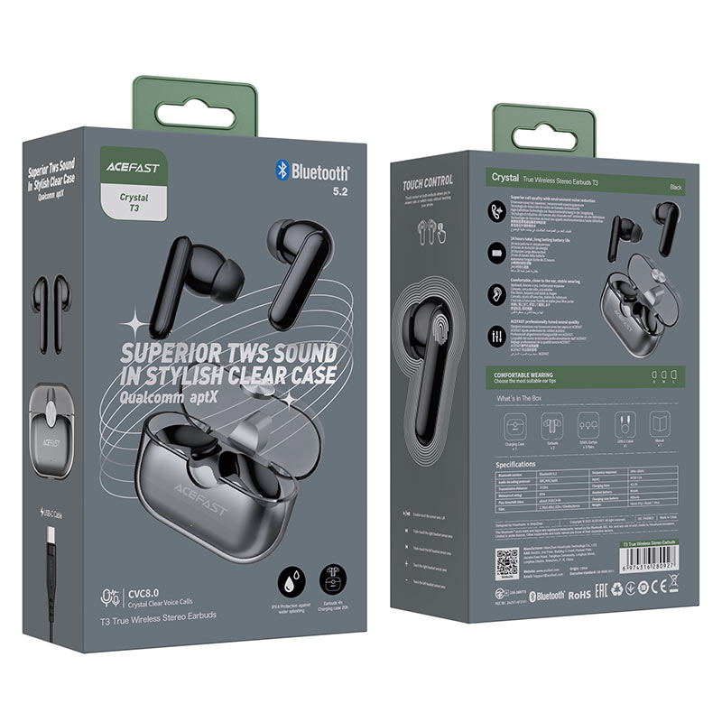 אוזניות ACEFAST T3 true wireless stereo  earbuds,black