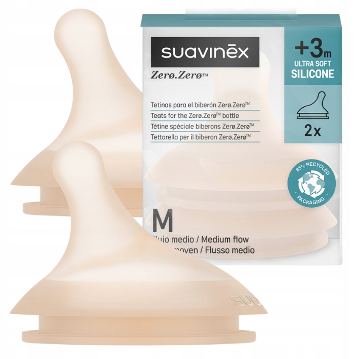 זוג פטמות לבקבוק ZERO ZERO – זרימה בינונית Suavinex  