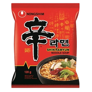 NONGSHIM SHIN RAMEN - שין נודלס להכנה מהירה בטעם חריף 120 גרם (טבעוני)