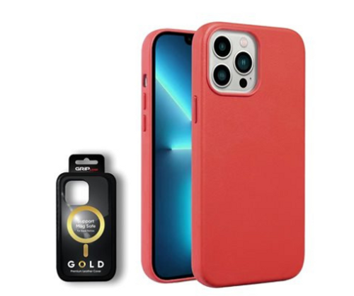 כיסוי דמוי עור MagSafe Grip Case אדום לאייפון 13 פרו