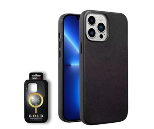 כיסוי דמוי עור MagSafe Grip Case שחור לאייפון 13 פרו מקס