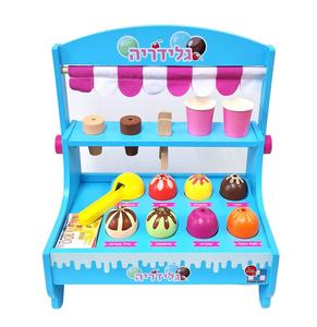 גלידריה - דוכן גלידה עשוי עץ הכולל 25 חלקים למשחקי דמיון