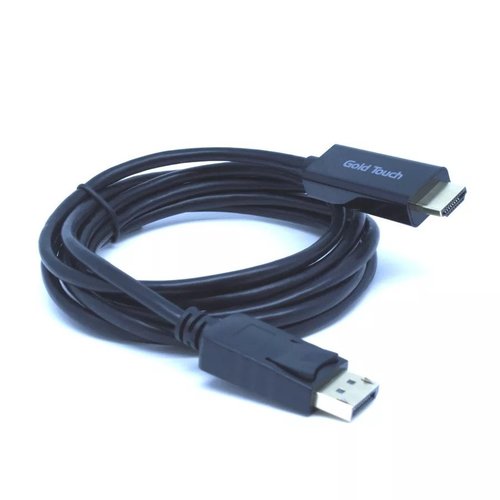כבל DP זכר ל- HDMI זכר. 1.8 מטר - Gold Touch