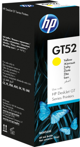 בקבוקון מילוי צהוב מקורי HP GT52 M0H56AE (8,000 דף)