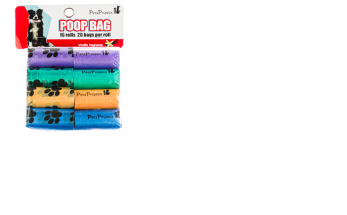16 גלילי שקיות לאיסוף צרכי הכלב בצבע שחור Plastic Poop Bags Black
