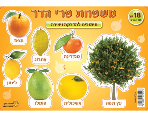 חיתוכי קרטון - משפחת פרי הדר - 18 יח'