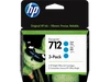 שלישיית ראשי דיו כחול מקורי HP 712 3ED77A 3-Pack