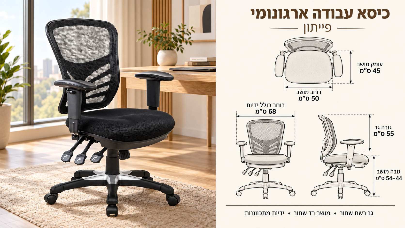 כיסא מחשב מקצועי פייתון סרטוט