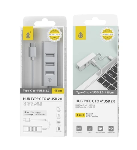 מפצל בחיבור TYPE-C ל-4 יציאות OnePlus NG6053 USB 2.0 