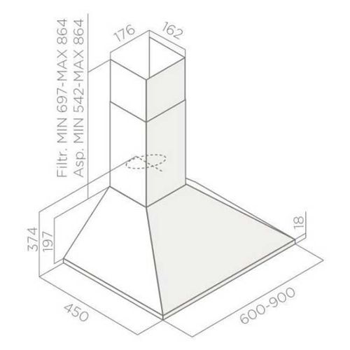 קולט אדים צמוד קיר Elica MISSY-IX F-90