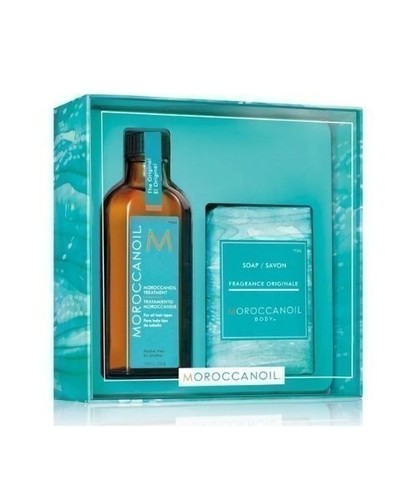 MOROCCANOIL מרוקאן אויל | ערכת שמן טיפולי וסבון גוף מוצק | 200 מ”ל