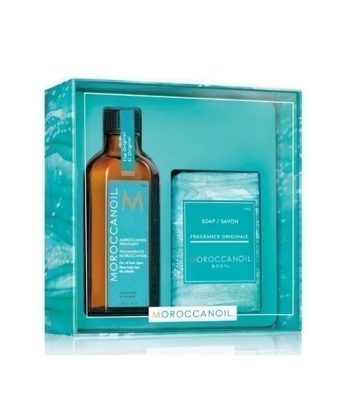 MOROCCANOIL מרוקאן אויל | ערכת שמן טיפולי וסבון גוף מוצק | 200 מ”ל