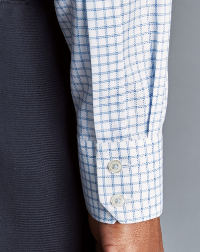 חולצה גזרת סלים  -Cornflower blue non-iron Richmond weave windowpane check CA