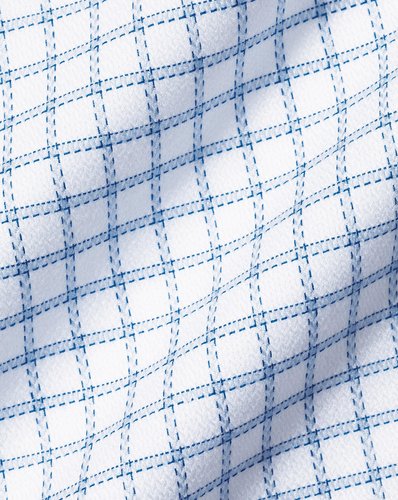 חולצה גזרת סלים  -Cornflower blue non-iron Richmond weave windowpane check CA