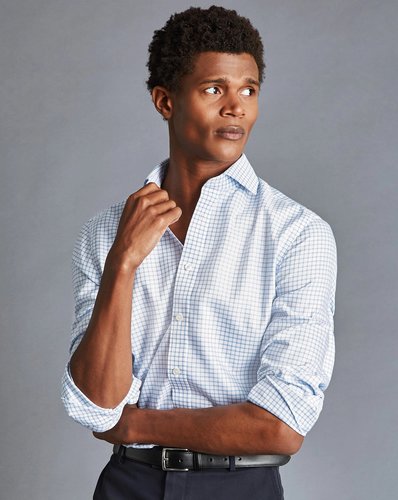 חולצה גזרת אקסטרה סלים - Cornflower Richmond weave windowpane check CA