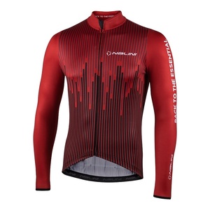 חולצה ארוכה לרכיבת אופניים לגברים בורדו NEW LS FIT JERSEY אלסטית טכנית מחממת ומנדפת