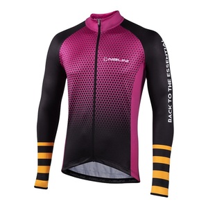 חולצת רכיבה ארוכה לרכיבת אופניים לגברים NEW LS STRIPES JERSEY בורדו-שחור מחממת ומנדפת