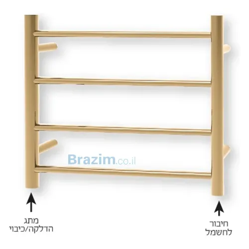 מחמם מגבות חשמלי H4 זהב מט - מידות: 40*52 סמ מבית מיובי, בקטגוריית מחממי מגבות גוף חימום.