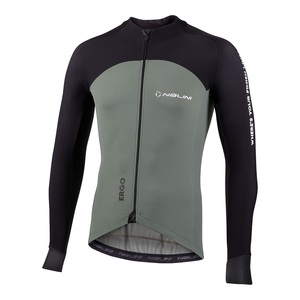 חולצה ארוכה לרכיבת אופניים לגברים ERGO XWARM JERSEY שחור-ירוק עמוק מחממת ומנדפת