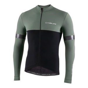 חולצה ארוכה לרכיבת אופניים לגברים NEW WARM REFLEX JERSEY שחור-ירוק עמוק מחממת ומנדפת