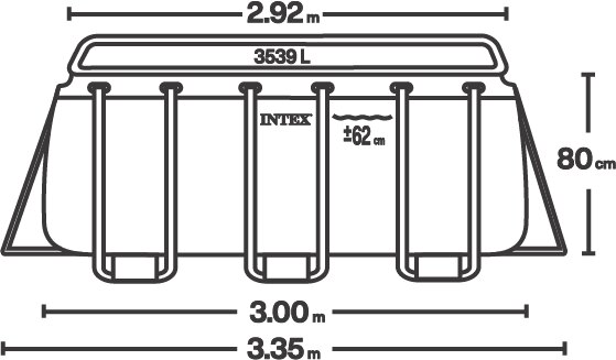 מידות אורך בריכת INTEX 26784