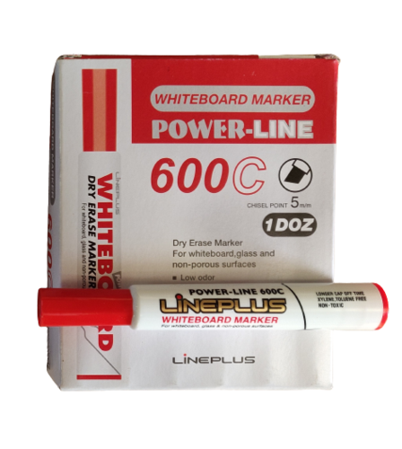 12 טושים מחיקים ללוח ליין POWER 600C - אדום