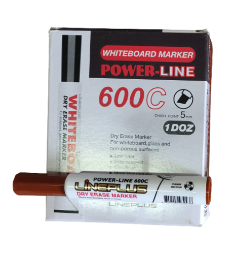 12 טושים מחיקים ללוח ליין POWER 600C - חום