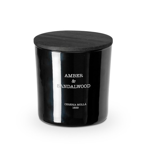 נר גדול ניחוח Amber & Sandalwood - שחור