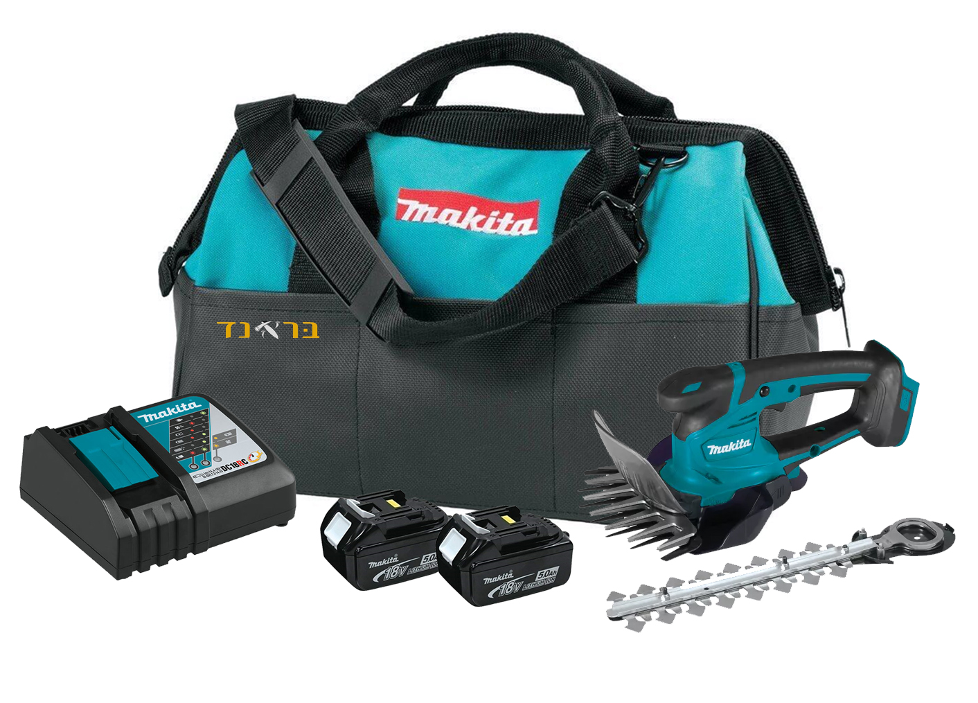 גוזם גדר חיה / דשא קומפקטית 18V + שתי סוללות 5.0AH
